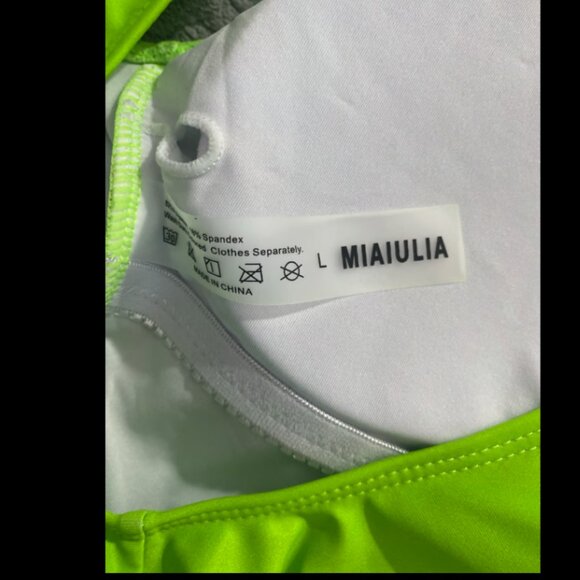 Size Women's Large/L neon green retro one piece swimsuit, 80s/90s bathing suit - Picture 6 of 6